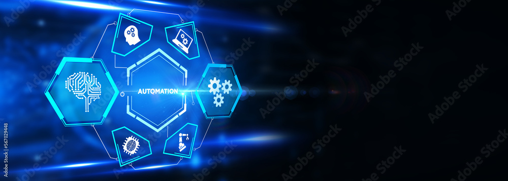 Business, Technology, Internet and network concept. Automation Software Technology Process System. 3d illustration Business, Technology, Internet and network concept. Automation Software Technology Process System. 3d illustration