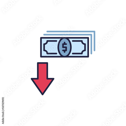 Cash Devaluation vector Currency Value Lowering concept colored icon