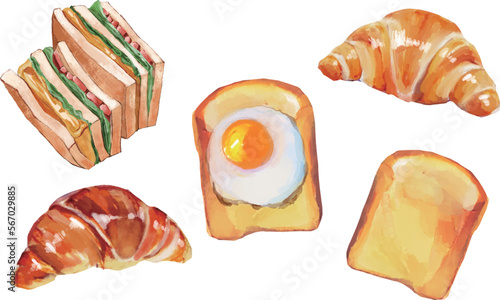 おいしい調理パンのセット　水彩風