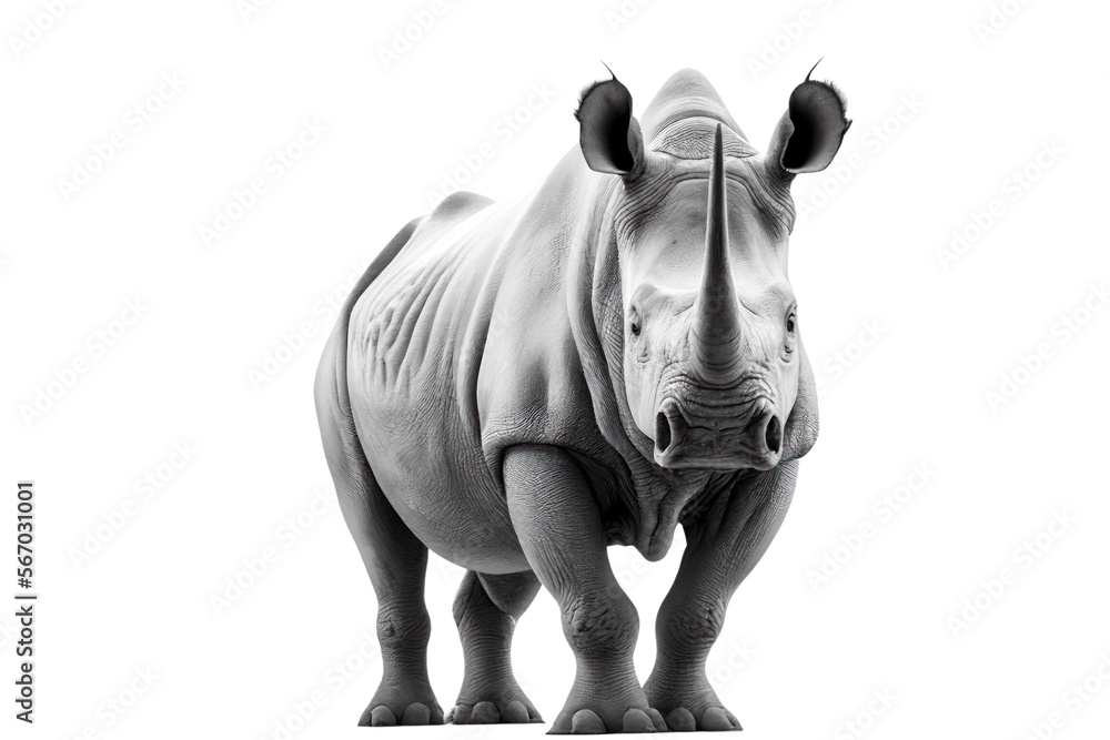 Fototapeta premium Rhino isolated on white, png, generative ai