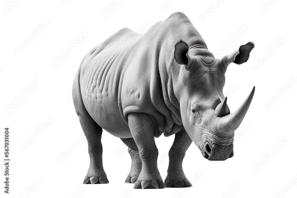 Fototapeta premium Rhino isolated on white, png, generative ai