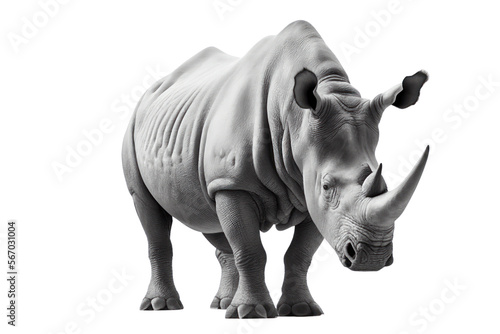 Rhino isolated on white  png  generative ai