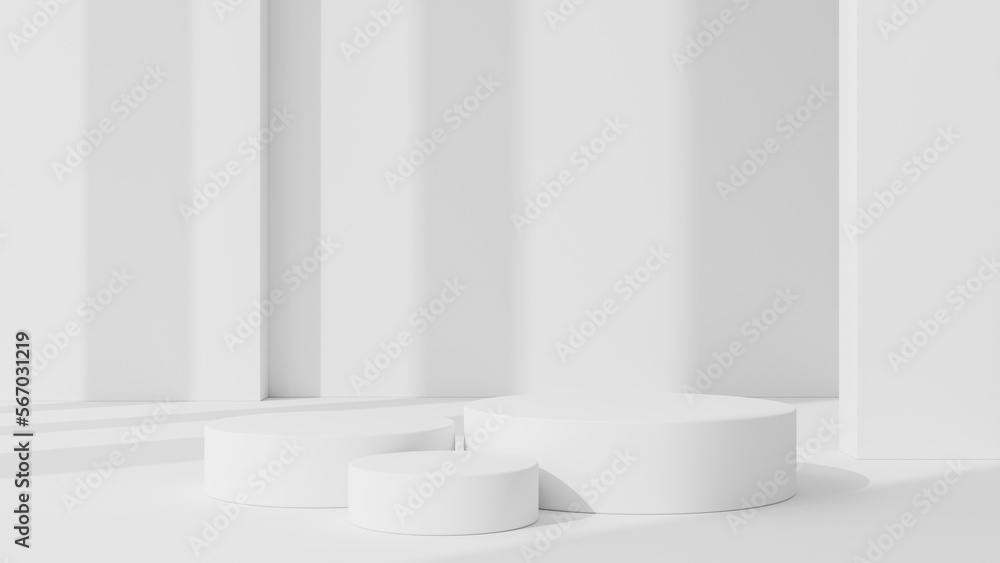 White podium design in architectural design background White podium design in architectural design background