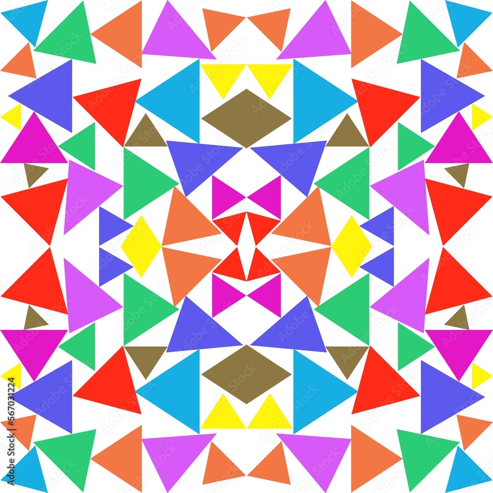 Triangular shape, Many beautiful colors, Patterns, Used as background image. Triangular shape, Many beautiful colors, Patterns, Used as background image.