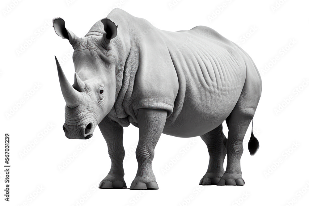 Obraz premium Rhino isolated on white, png, generative ai
