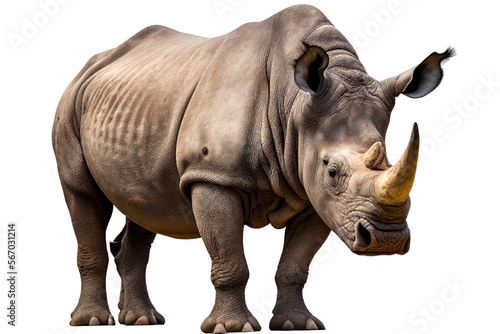 Rhino isolated on white  png  generative ai