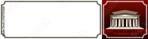 Art banner with classic theater building facade