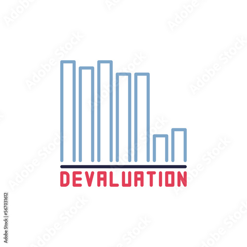 Currency Value Lowering Bar Chart vector Devaluation colored icon