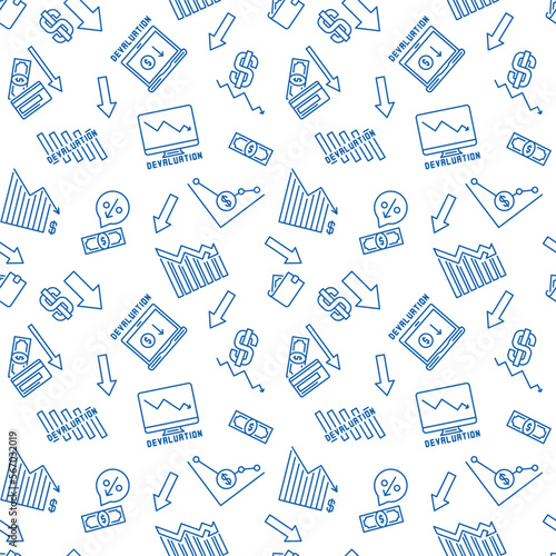Currency Depreciation vector Devaluation concept linear seamless pattern