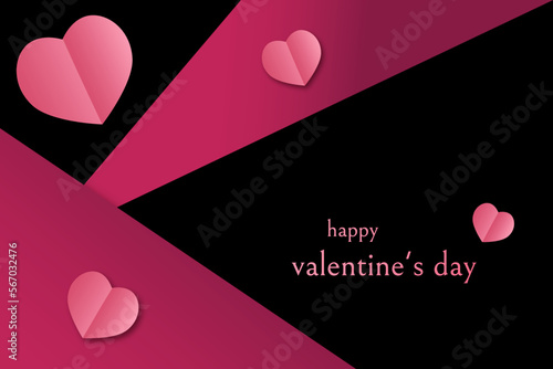 Obraz na płótnie Happy valentines day. Pink hearts on valentines background. Romantic red and pink background. Vector computer graphics, postcards, frame leaflet, web banner w salonie