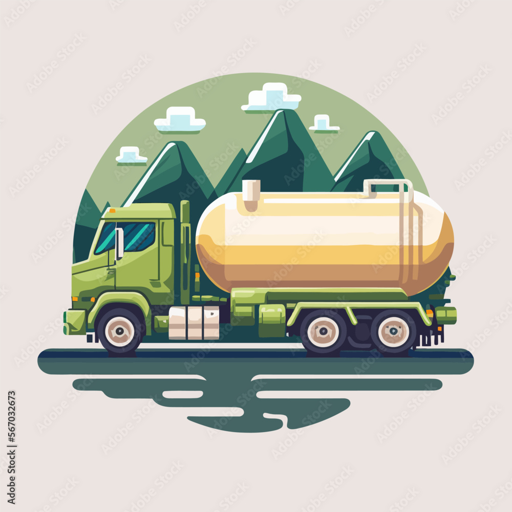 Naklejka premium Gasoline Tank Truck. Modern flat Vector illustration truck tunker fuel