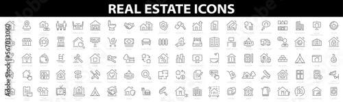 Fotografie, Tablou Real Estate 100 line icons