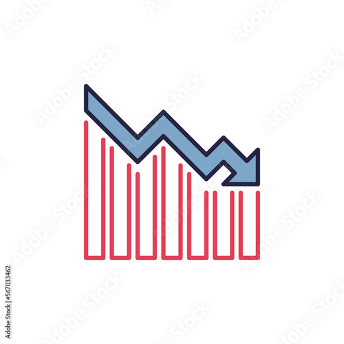 Devaluation Falling Chart vector Recession concept colored icon