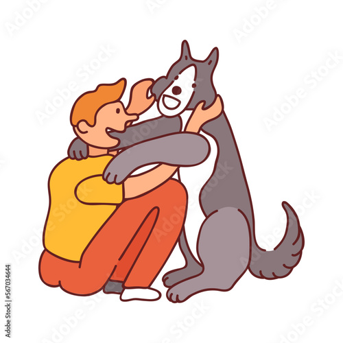 Guy Dog Hugs Composition