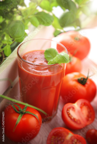 delicious red tomato juice with spices