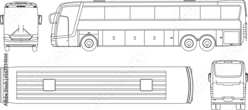 Vector sketch illustration of modern passenger bus with double tires