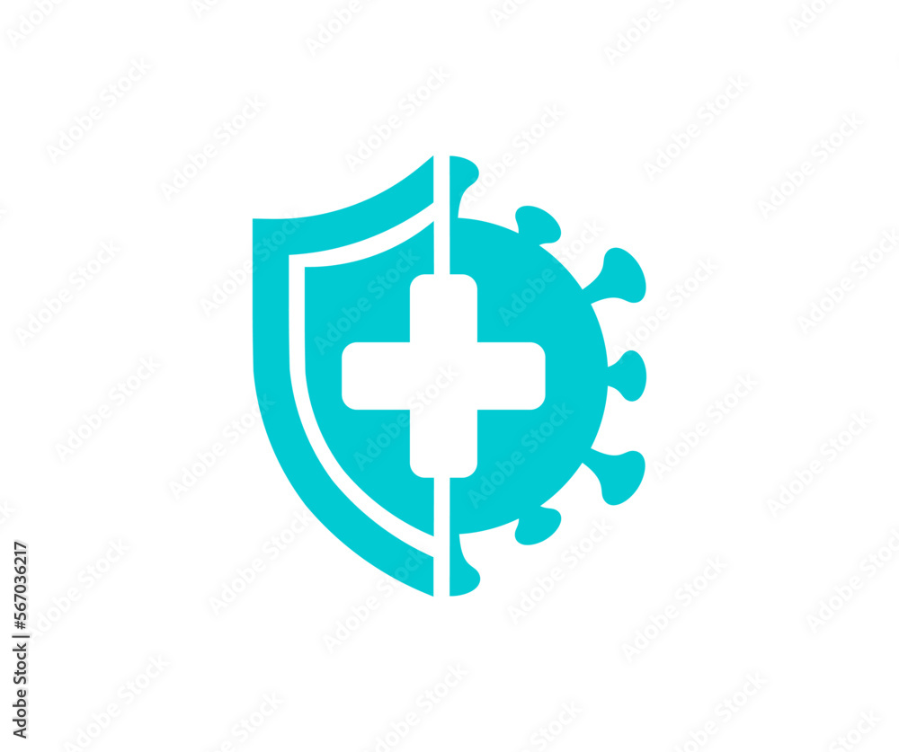 Protect from virus logo design. Immune system concept. Bacteria attack ...