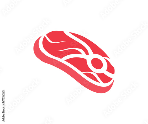 Fillet steak beef meat logo design. Pieces of raw roast beef meat. Grilling, grill, meat, barbecue and bbq, butchery shop, restaurant vector design and illustration.
