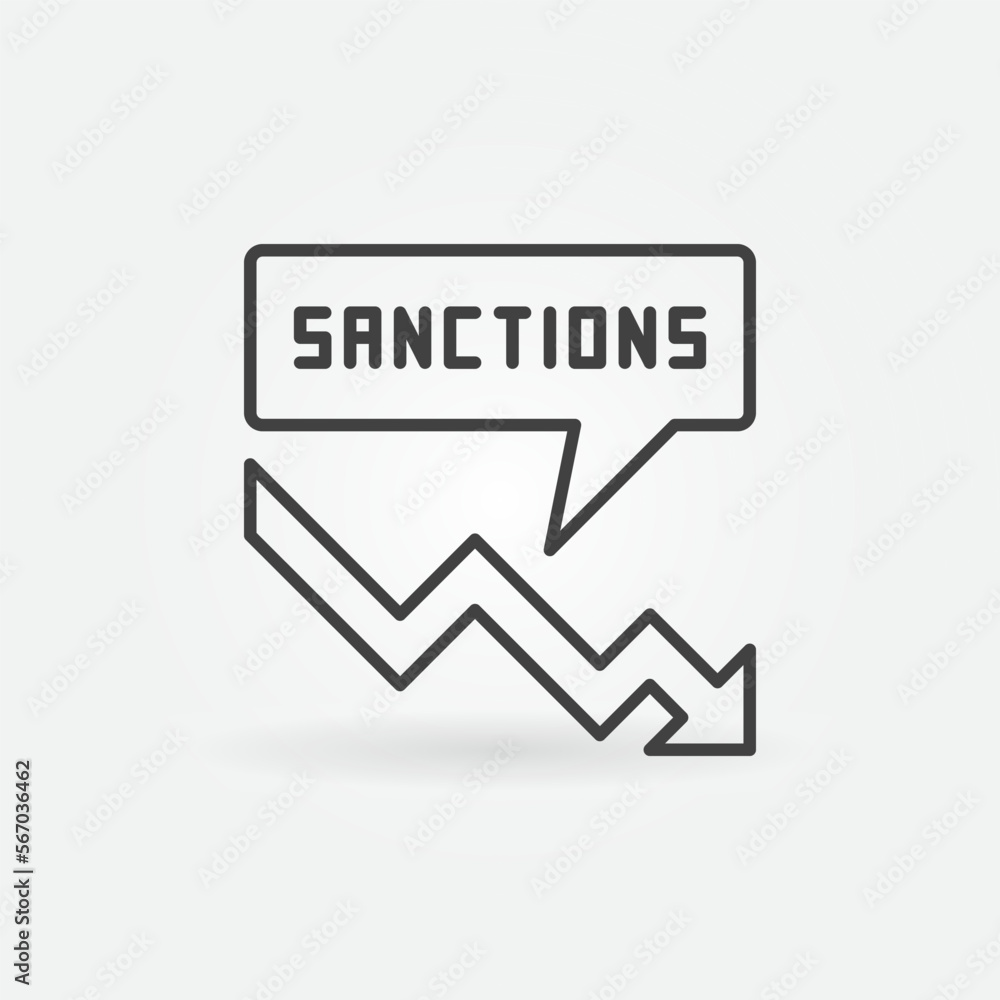 Economic Sanctions vector concept linear icon or sign Economic Sanctions vector concept linear icon or sign