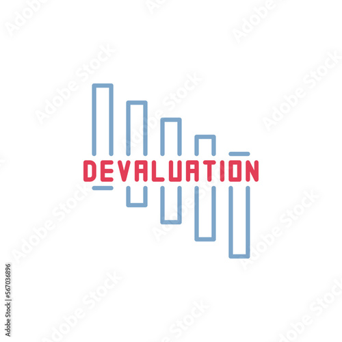 Falling Chart vector Devaluation concept colored icon or sign