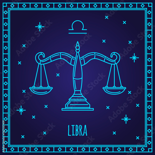 Libra zodiac sign. Astrology symbol vector illustration.