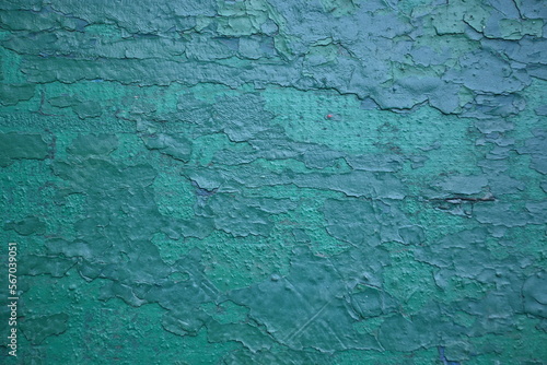 abstract texture of green peeling paint on a wooden surface, background for a banner, green background for a poster, painted texture of a bench, wooden texture of an old tree gray old wood and green