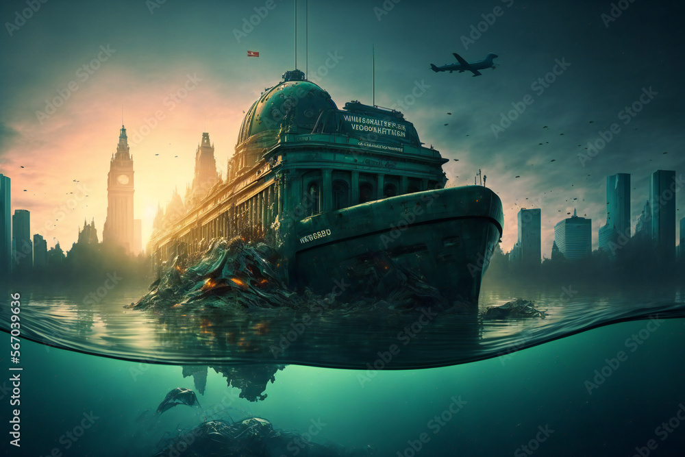 Obraz premium Abandoned Berlin City in the future. Empty roads and a dystopian atmosphere in a post-apocalyptic Germany - Generative AI 