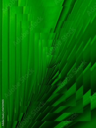  optical illusion 3d abstract illustration with green leaf 