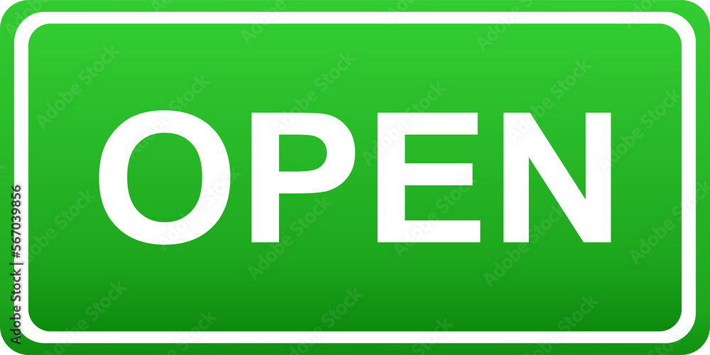 Open sign icon symbol simple green design transparent background Open sign icon symbol simple green design transparent background