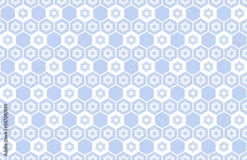 Seamless Geometric Blue Hexagons Pattern. Honeycomb Structure.