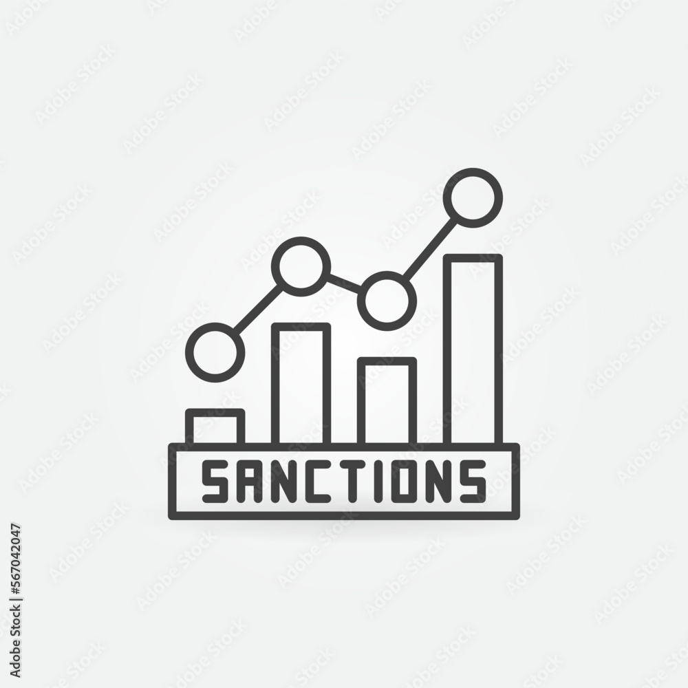 Sanctions Graph vector concept outline icon or sign Sanctions Graph vector concept outline icon or sign