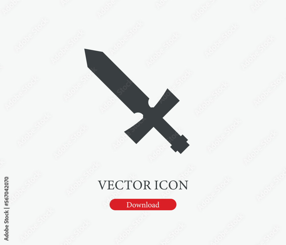 Sword vector icon. Editable stroke. Symbol in Line Art Style for Design, Presentation, Website or Mobile Apps Elements, Logo.  Sword symbol illustration. Pixel vector graphics - Vector