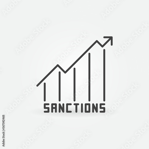 Sanctions Line Graph vector Financial Crisis concept outline icon