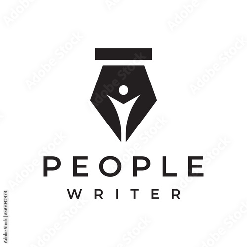 Vintage quill pen logo creative template design and with ink.Classic and luxury stationery illustration.