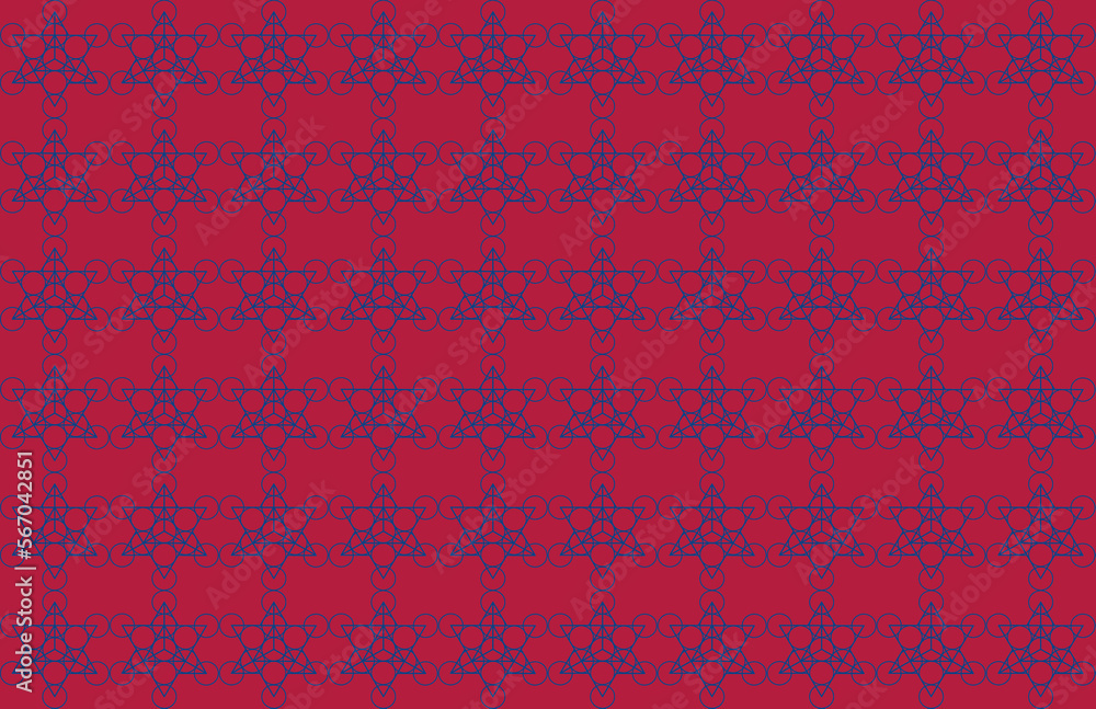 Pattern composed of Metatron symbol - ornament in classic blue on a viva magenta background Pattern composed of Metatron symbol - ornament in classic blue on a viva magenta background