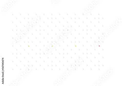 A pattern of geometric shapes. Cubes on a transparent background. 3d render on the theme of background, covers, website, technology, abstraction. Yellow cubes in the center. Modern minimal style.
