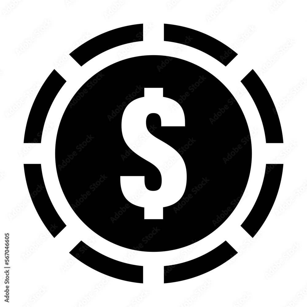 Dollar sign casino chip silhouette icon. Vector. Dollar sign casino chip silhouette icon. Vector.