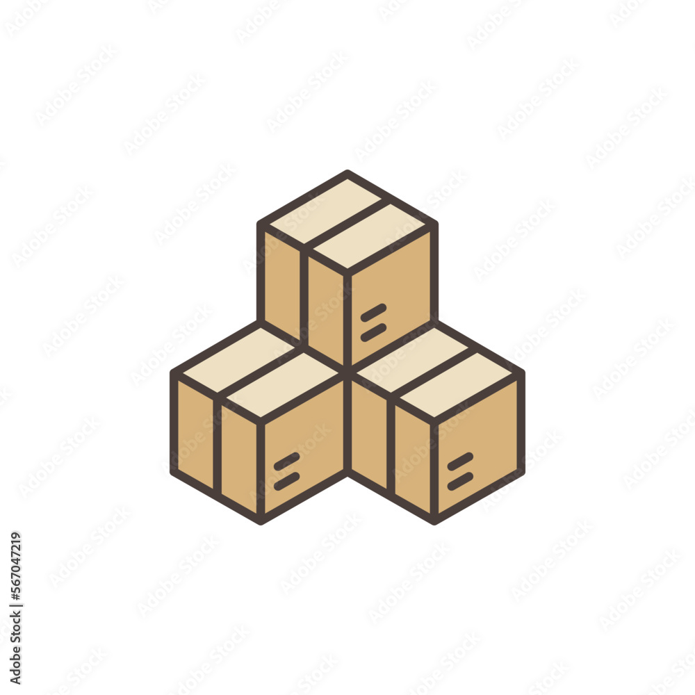 Obraz premium Three Cardboard Boxes vector concept colored icon or sign