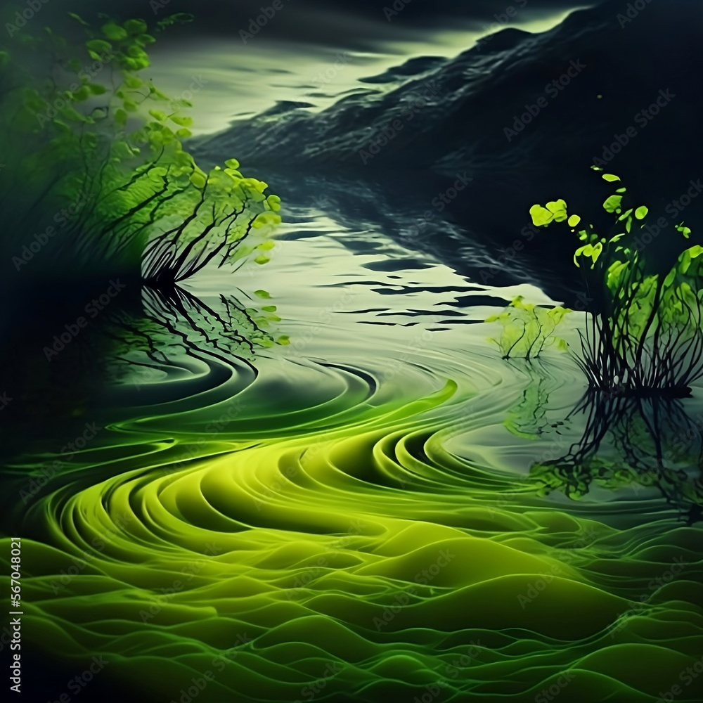 Abstract Fantasy Green Water Calm River