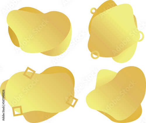 抽象的なリキッドのフレーム4種セット　イエロー