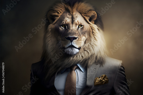 lion in a suit, generative ai