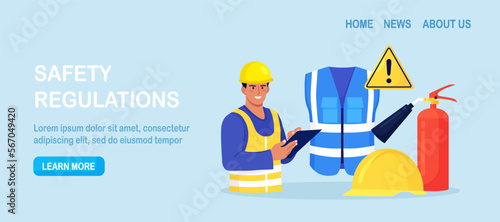 OSHA. Occupational Safety and Health Administration. Work Safety Regulations. Government Service Protecting at Job. Worker Security Protection Policy. Caution Regulation Document for Trauma Prevention
