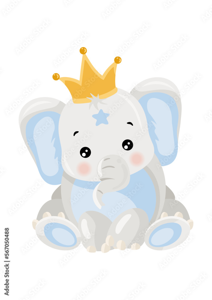 Blue baby elephant with crown