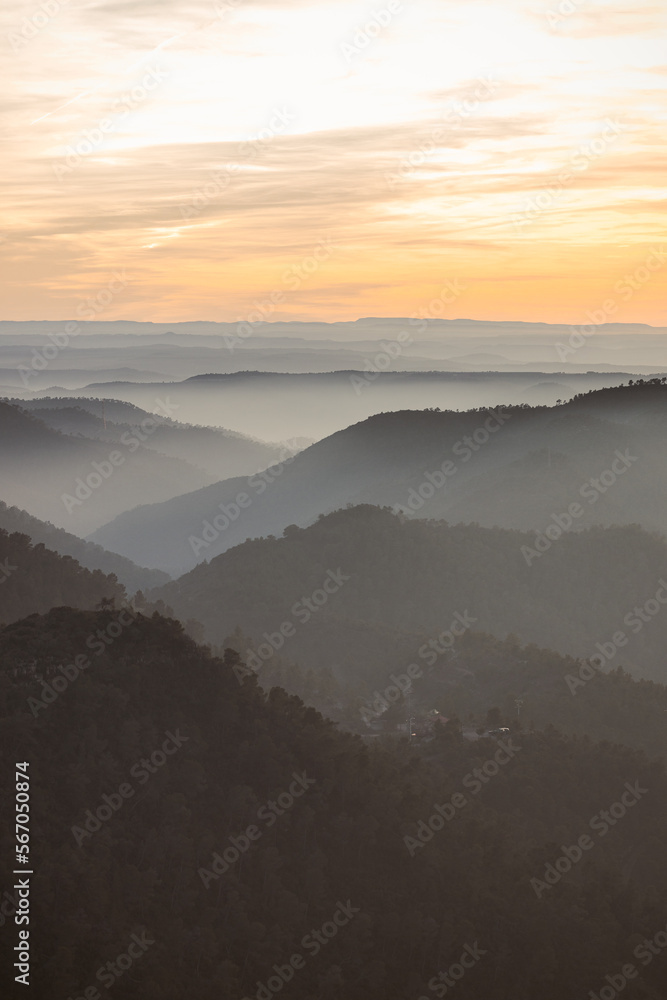 Sunset sky over hills and mountains Sunset sky over hills and mountains