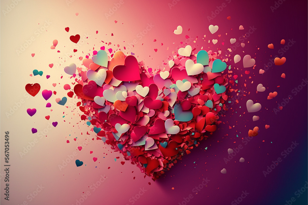 Valentine's Day Heart With Colorful Confetti Paper Burst | Generative Art
 