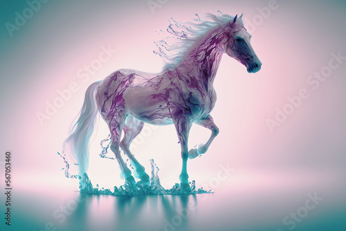 magical unicorn on color light background