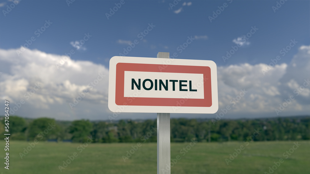 City sign of Nointel. Entrance of the municipality of Nointel