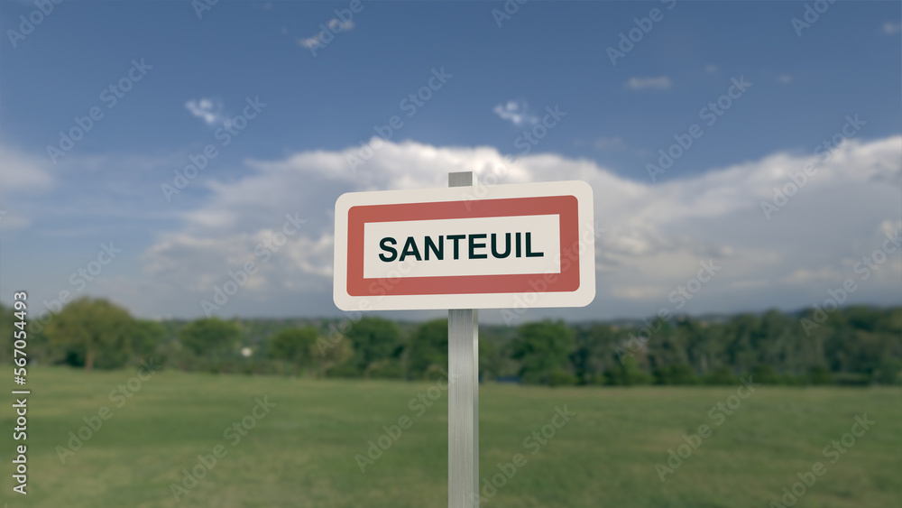 City sign of Santeuil. Entrance of the municipality of Santeuil