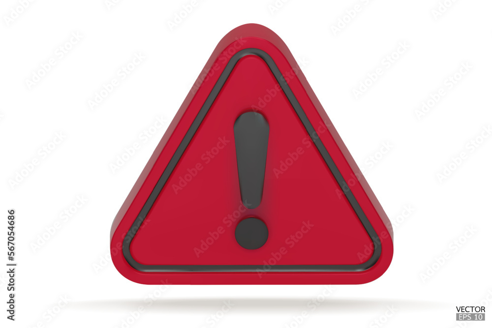 3d Realistic red triangle warning sign isolated on white background. Hazard warning attention sign with exclamation mark symbol. Danger, Alert, Dangerous attention icon. 3D Vector illustration. 3d Realistic red triangle warning sign isolated on white background. Hazard warning attention sign with exclamation mark symbol. Danger, Alert, Dangerous attention icon. 3D Vector illustration.