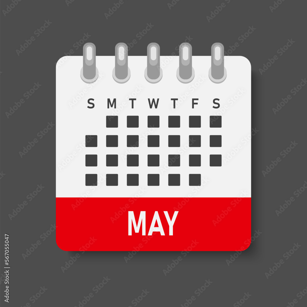 Vector template icon page calendar, month May Vector template icon page calendar, month May